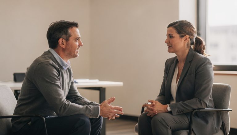 Coach hoogbegaafdheid volwassenen in één-op-één coaching sessie voor hoogbegaafde professionals