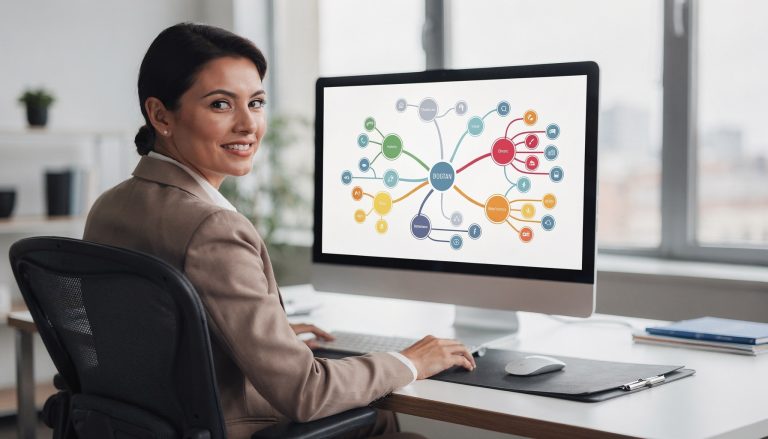 Hoogbegaafde volwassene werkt met strategieën voor omgaan met hoogbegaafdheid op werkplek